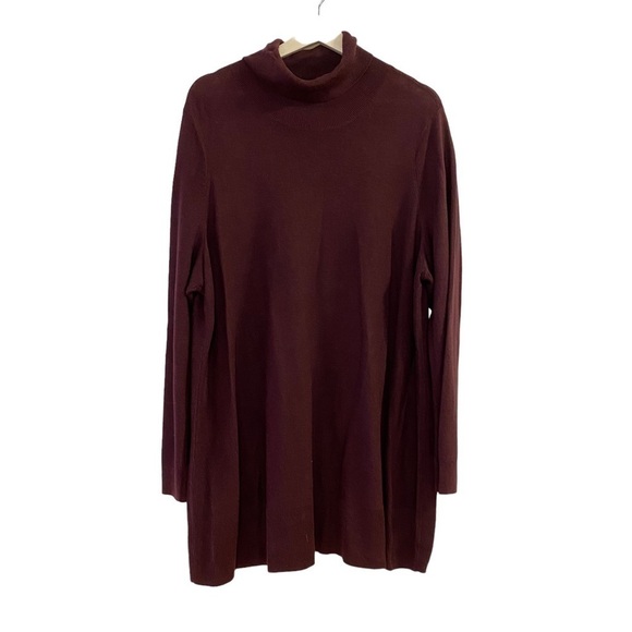 Eileen Fisher Turtleneck Maroon Tencel Silk Blend Sweater Tunic Women’s Size 2X - Picture 1 of 9